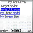Device Autodetect, Model or Display Size Select Screen